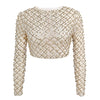 Sexy Mesh Beaded Sequined Long-Sleeved Top for Women