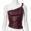 Oblique Sleeveless Leather Waist-Tight Top