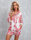 Printed 3/4 Sleeves Shorts Casual Suit