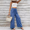 Mid Waist Elastic Wide Leg Pants for Women