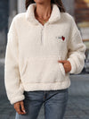 Plush Loose Half-Zip Stand Collar Sweater