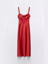 Red Satin Slip Maxi Dress