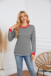 Striped Round Neck Long Sleeve Casual Sweatshirt for Women