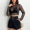 Sexy Mesh Beaded Sequined Long-Sleeved Top for Women