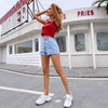 High Waist Slimming Tight Straight Denim Shorts