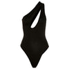 Oblique Shoulder Hollow-Out Slim Bodysuit