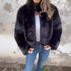 Faux Fur Turtleneck Zipper Casual Coat