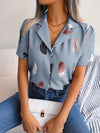 Elegant Feather Collar Short Sleeve Blouse for Women