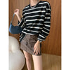 Casual Striped Black and White Loose Sweatshirt