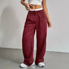 Casual High Waist Stitching Straight Leg Work Pants