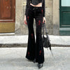 Halloween Slim Fit Cross Embroidered Bell Bottom Pants