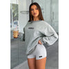 Round Neck Long Sleeve Loose Sweatshirt High Waist Print Tight Shorts Set