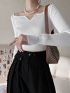 Petal Collar Slim Fit Short Sweater