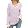 Women’s Contrast Lapel Long Sleeve Loose Fit Top