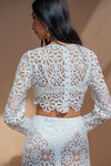 Slim Fit Hollow Out Cutout Lace Top Skirt Two Piece Set