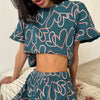 Ruffled Short Sleeve Pajama Set