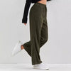 Retro Corduroy Elastic Waist Straight Leg Trousers