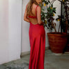 Red Satin Slip Maxi Dress