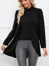 Faux Two-Piece Stand Collar Long Sleeve Top