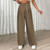 Pleated High Waist Loose Straight Pants for Women