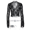 Summer Printed Sexy Mesh Lace Cardigan T-Shirt for Women