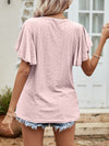 Women’s Hollow Out Ruffle Sleeve Casual T-Shirt