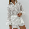 Cotton Embroidered Transparent Shirt with High Waist Shorts