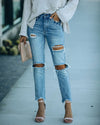 Ripped Slimming Cropped Jeans for Women