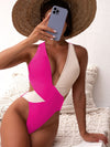 Criss Cross Color Block One-Piece Swimsuit