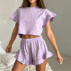 Ruffled Short Sleeve Pajama Set