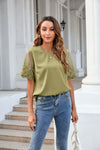 Elegant Round Neck Lace Chiffon Blouse for Women