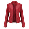 Slim Stand Collar Leather Motorcycle Jacket