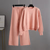 Women’s Casual Knit Sweater and Wide-Leg Pants Two-Piece Set