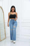 Water Washed Wide Leg Jeans for Women