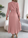 Elegant Stand Collar Pleated Maxi Dress for Women