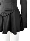 Tight Fitting Cinched Long Sleeve Flare Skirt Two Piece Set with Safety Pants