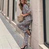 Casual Printed Leopard Cardigan Trousers Two-Piece Suit