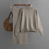 Solid Color Turtleneck Sweater Sheath Skirt Two Piece Set