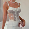 French Lace Stitching See-Through Vest Top