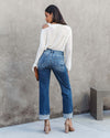 Urban Casual Washed-Out Straight Leg Denim Trousers for Women