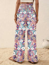 Printed Elastic Waist Wide Leg Pants