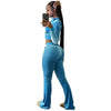 Two-Piece Velvet Solid Color Long Sleeve Cropped Casual Sports Suit