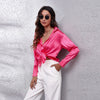 Women’s Satin Artificial Silk Long Sleeve Shirt