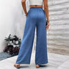 Mid Waist Elastic Wide Leg Pants for Women