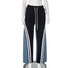 Contrast Color Striped Stitching Wide Leg Pants