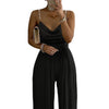 Pearl Suspender Wide Leg V-Neck Backless Jumpsuit