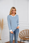 Striped Round Neck Long Sleeve Casual Sweatshirt for Women