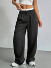 Casual High Waist Stitching Straight Leg Work Pants