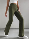 Solid Color Ribbed Knit Bell Bottom Pants