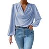 Loose Draped V-Neck Long Sleeve Top